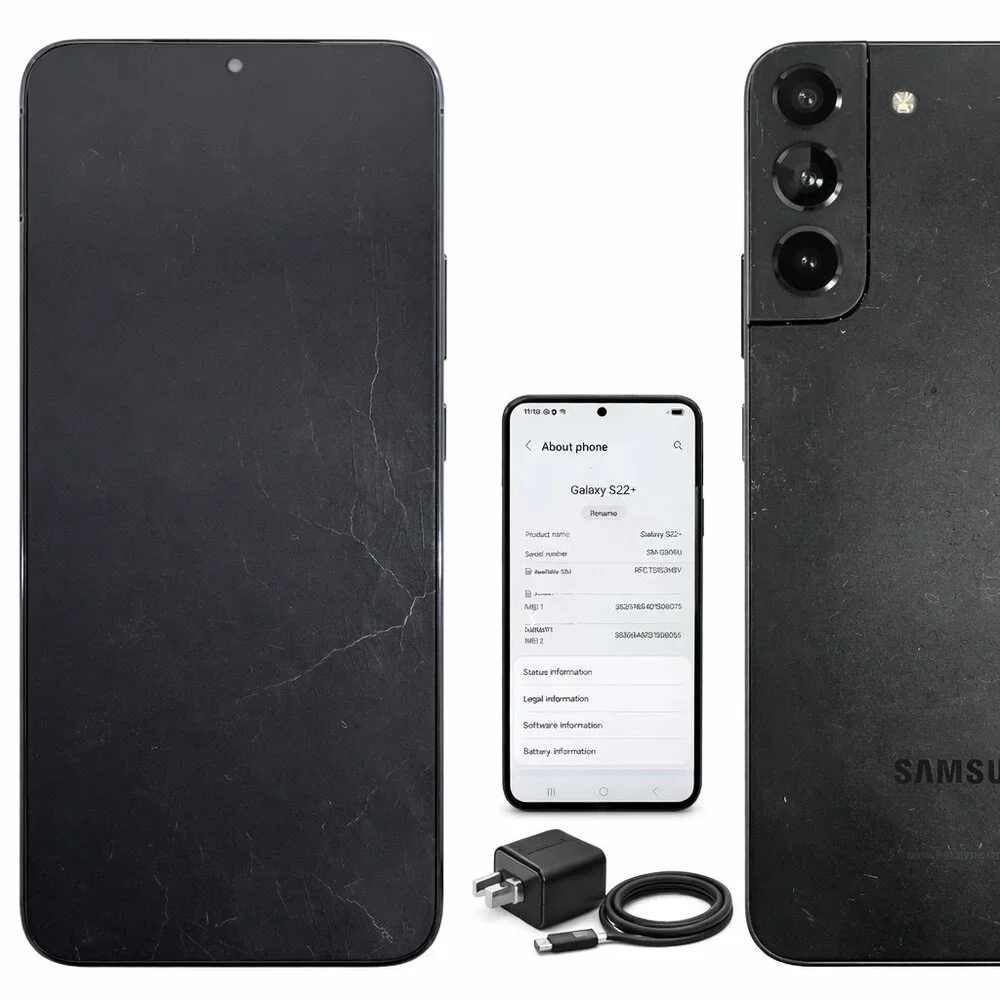 Samsung Galaxy S22 Plus 128GB Black Heavy Wear Clean IMEI, #2 N